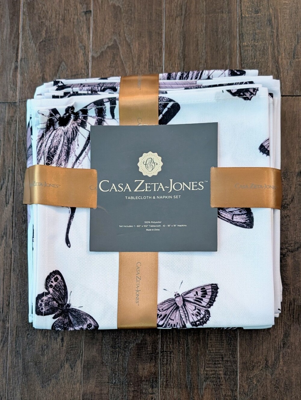 Casa Catherine Zeta-Jones 60×102" Tablecloth & (10) 18x18" Napkin Set Butterfly